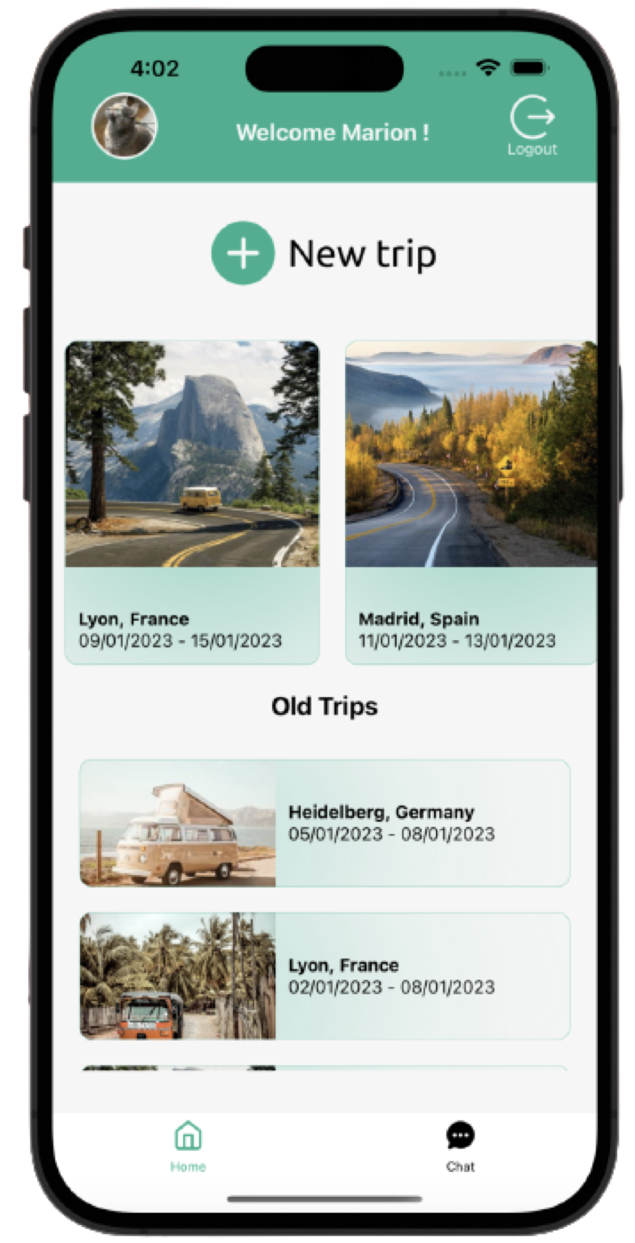 TravelHack App Home Screen