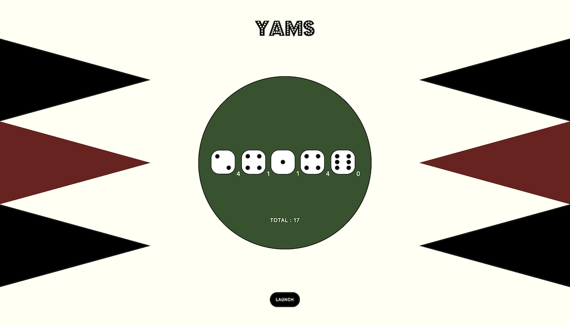 Yams Screen With Dices
